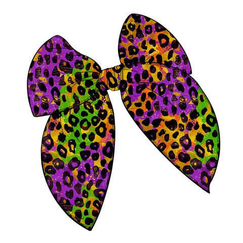 Hallo Leopard Large Serged Edge Pre-Tied Fabric Bow