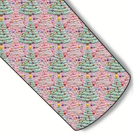Embroidered Like Pastel Christmas Trees Smooth Faux Leather