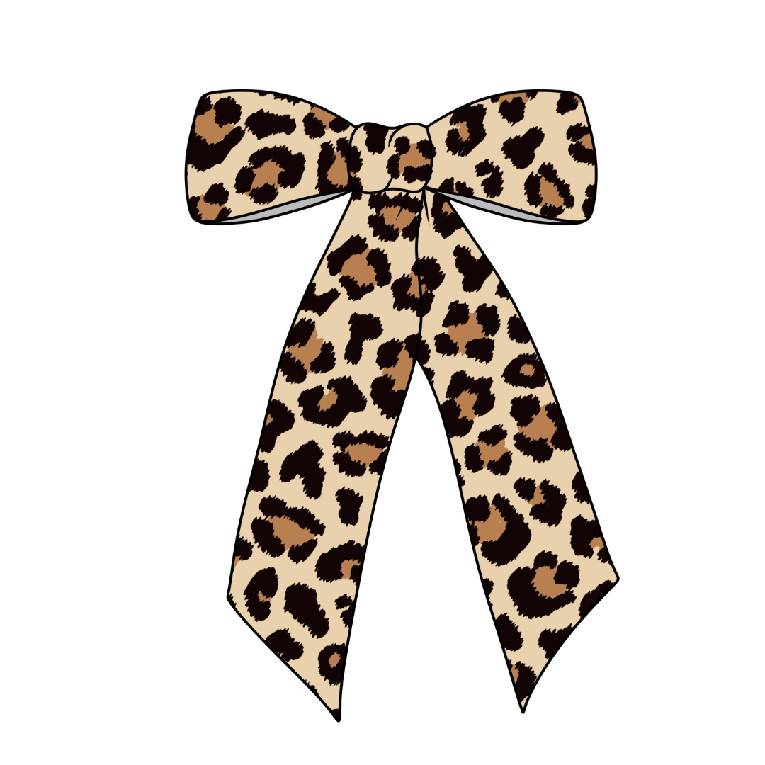 Lovely Leopard Long Tail Fabric Bow