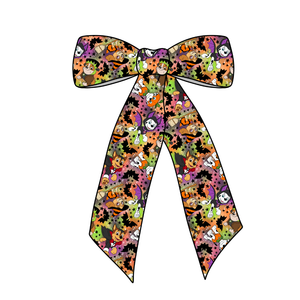 Spooky Paw Pups Long Tail Fabric Bow