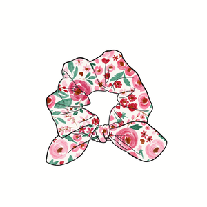 (Pre-Order) V-Day Floral Hand Tied  Knotted Bow Scrunchie