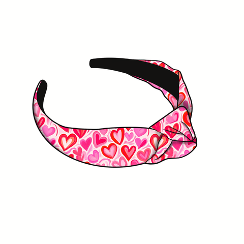 (Pre-Order) Watercolor V-Day Hearts Knotted Headband