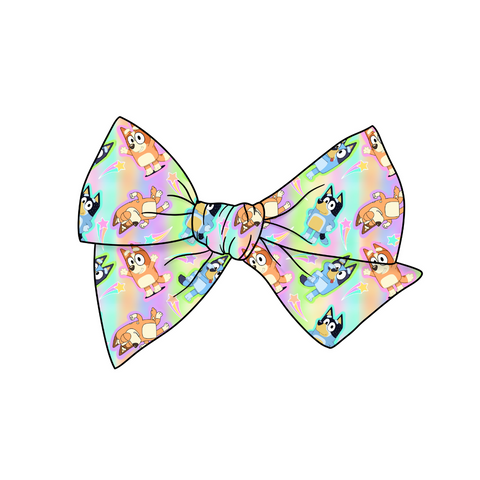 Pastel Heelers 5" Pre-Tied Fabric Bow