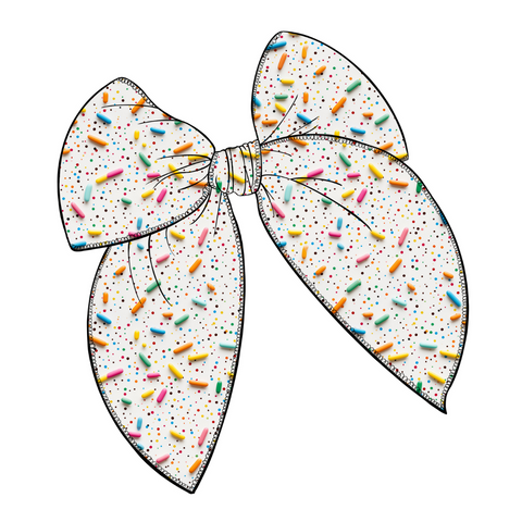 Sprinkles Large Serged Edge Pre-Tied Fabric Bow