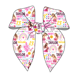 Colorful Taylor S. Large Serged Edge Pre-Tied Fabric Bow