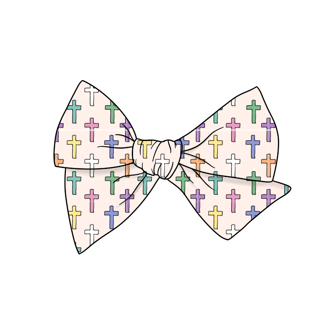 (Pre-Order) Cross 5" Pre-Tied Fabric Bow