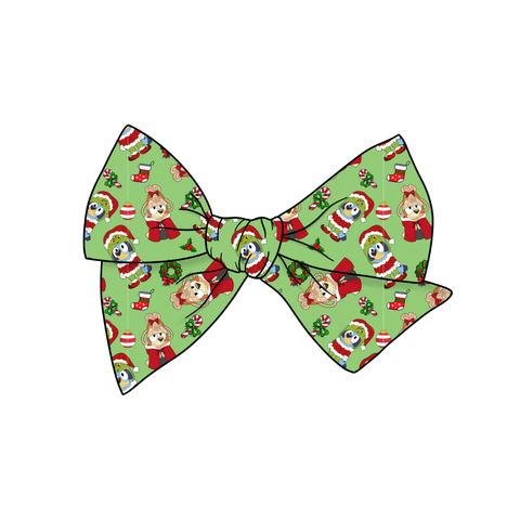 (Pre-Order) Bluey/ Grinch Mash Up 5" Pre-Tied Fabric Bow