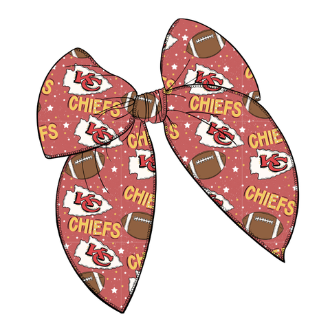Chiefs Large Serged Edge Pre-Tied Fabric Bow