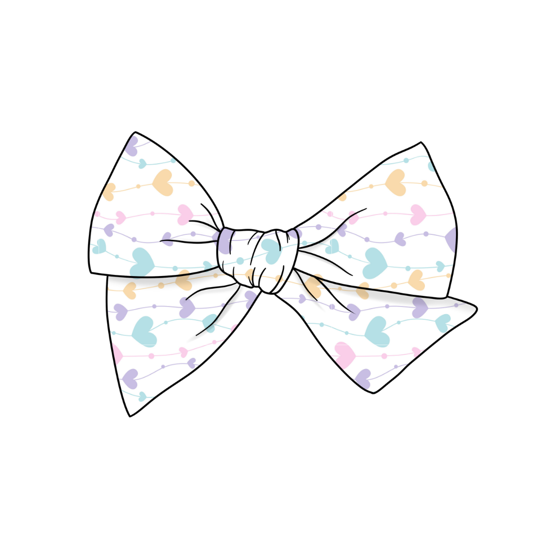 Pastel String Of Hearts 5" Pre-Tied Fabric Bow