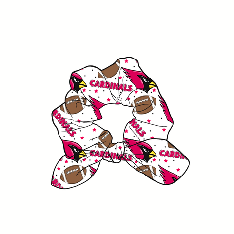 Cardinals Hand Tied  Knotted Bow Scrunchie