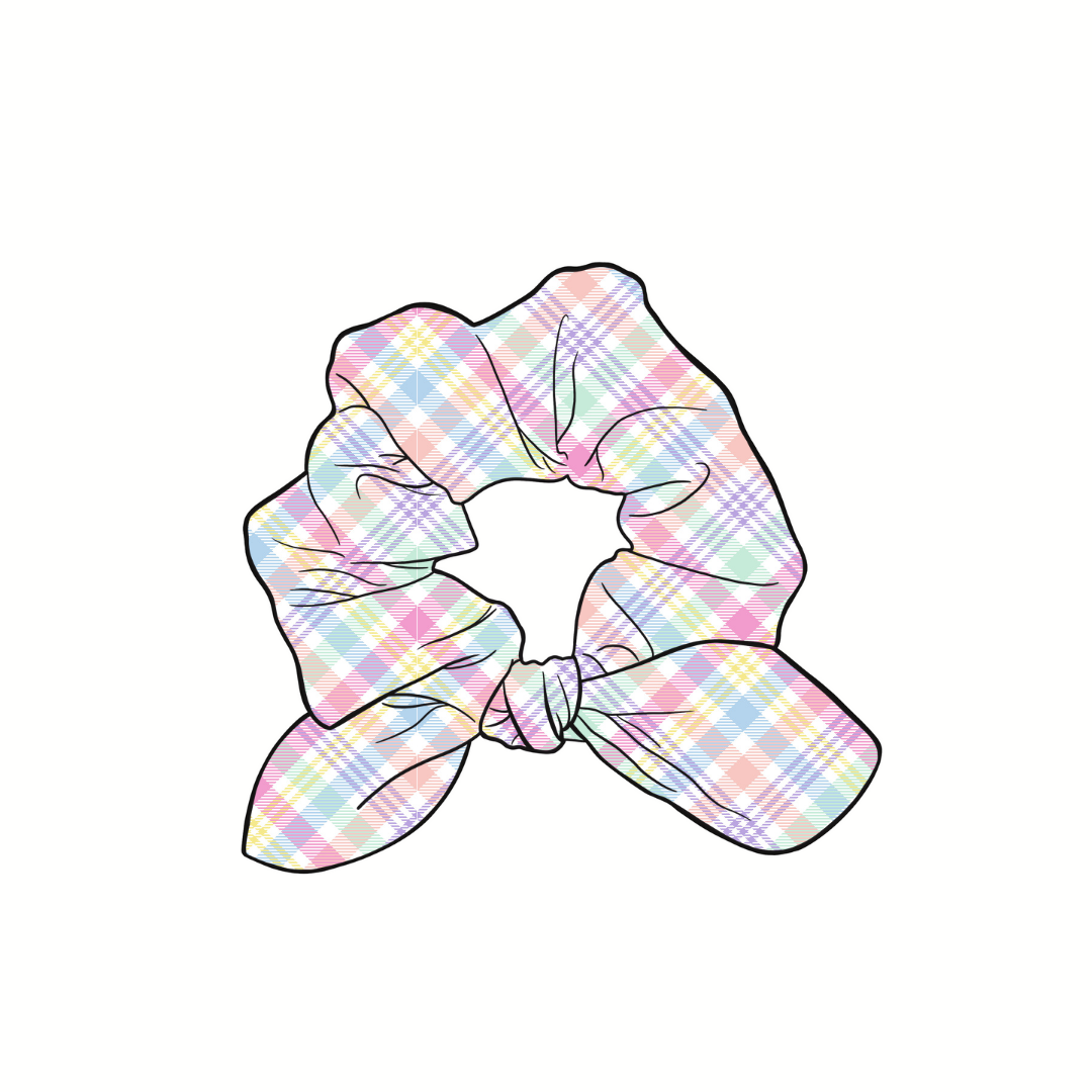 Excellent Plaid Hand Tied  Knotted Bow Scrunchie