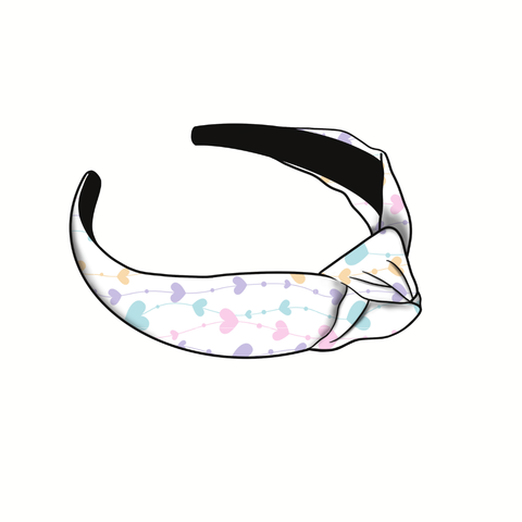 (Pre-Order) Pastel String Of Hearts Knotted Headband