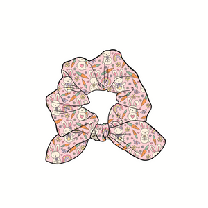 Easter Spring Fling Hand Tied  Knotted Bow Scrunchie