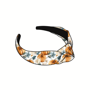 Watercolor Pumpkin Floral Knotted Headband