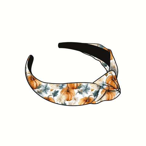 Watercolor Pumpkin Floral Knotted Headband