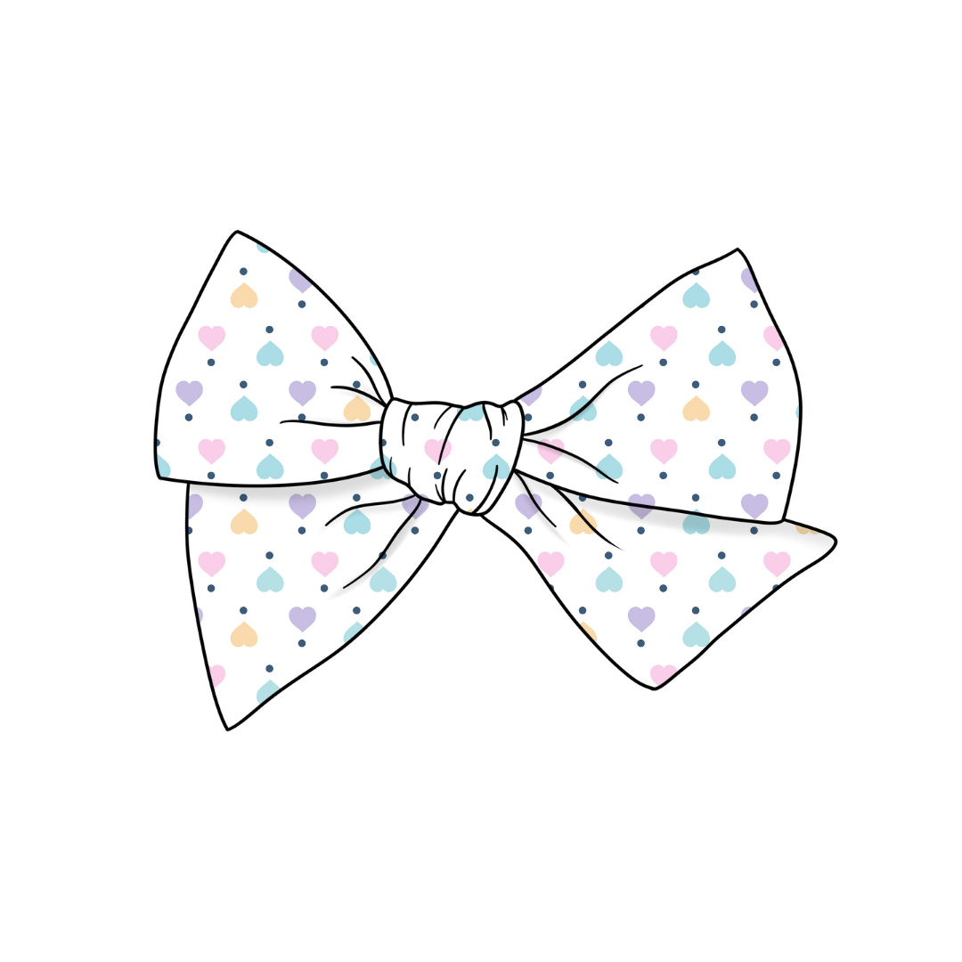 Pastel Hearts 5" Pre-Tied Fabric Bow