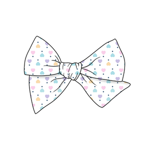 (Pre-Order) Pastel Hearts 5" Pre-Tied Fabric Bow