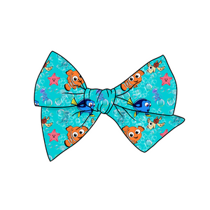 Orange Fish 5" Pre-Tied Fabric Bow