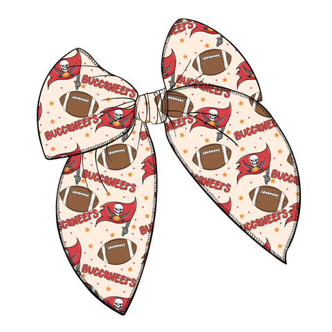 Buccaneers Large Serged Edge Pre-Tied Fabric Bow