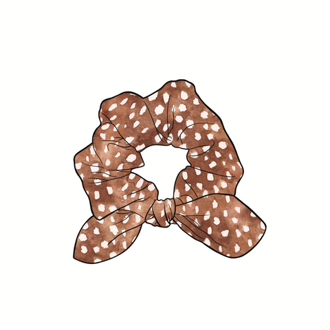 Freckled Fawn Hand Tied  Knotted Bow Scrunchie