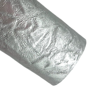 (NEW) Metallic Silver Crinkle Faux Leather