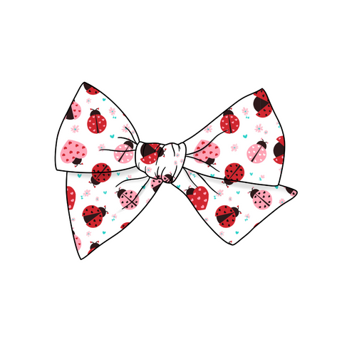 Lovely Ladybugs 5" Pre-Tied Fabric Bow