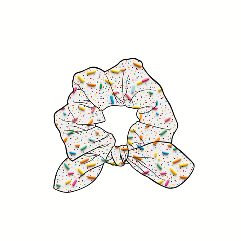 Sprinkles Hand Tied  Knotted Bow Scrunchie