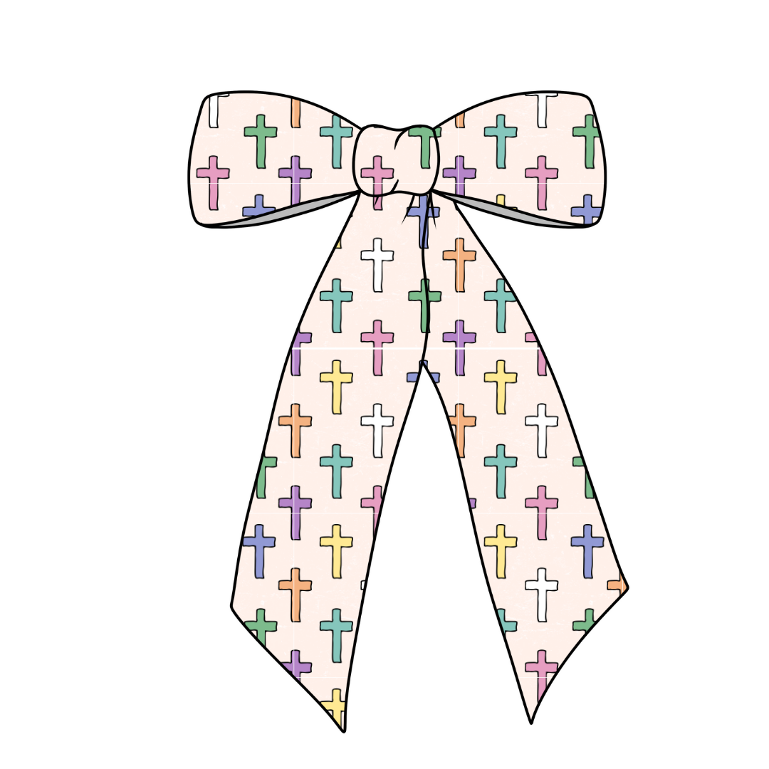 (Pre-Order) Cross Long Tail Fabric Bow