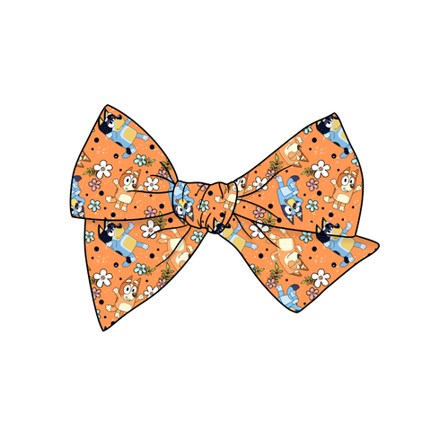Blue Dog Days of Summer 5" Pre-Tied Fabric Bow