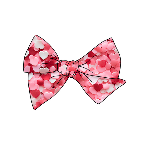 (Pre-Order) Confetti Heart Sprinkles 5" Pre-Tied Fabric Bow