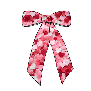 (Pre-Order) Confetti Heart Sprinkles Long Tail Fabric Bow