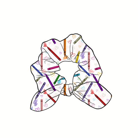 Color my World Hand Tied  Knotted Bow Scrunchie