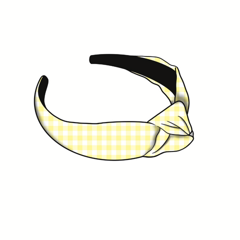 Yellow Gingham Knotted Headband