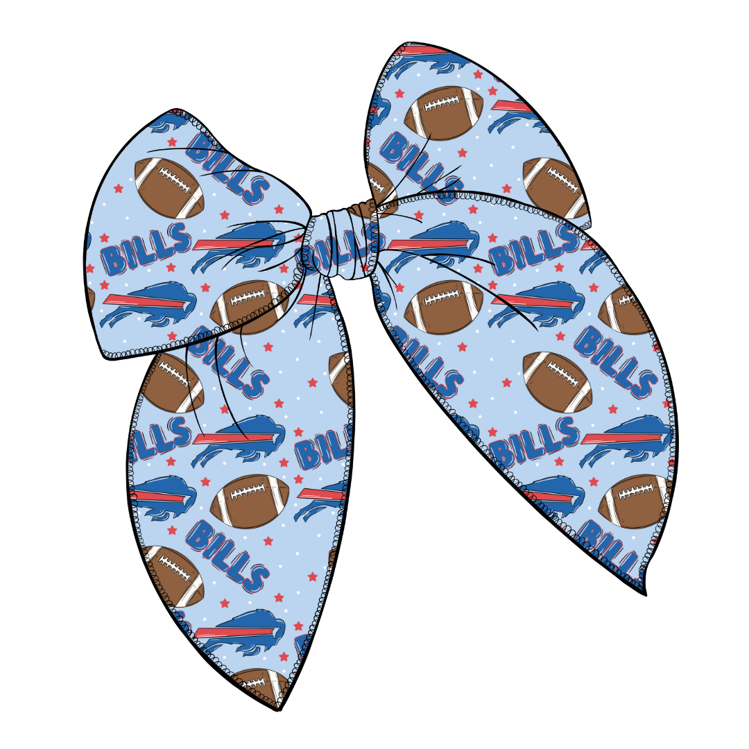 Bills Large Serged Edge Pre-Tied Fabric Bow