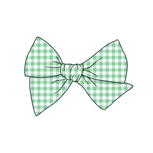Green Gingham 5" Pre-Tied Fabric Bow