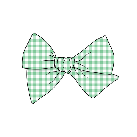 Green Gingham 5" Pre-Tied Fabric Bow