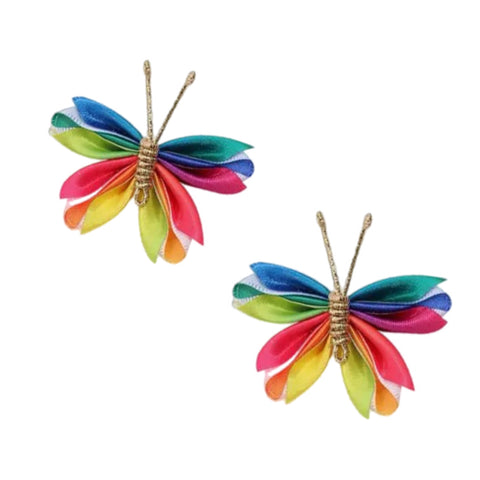 Primary Rainbow Butterfly Alligator Clips (Set of 2)