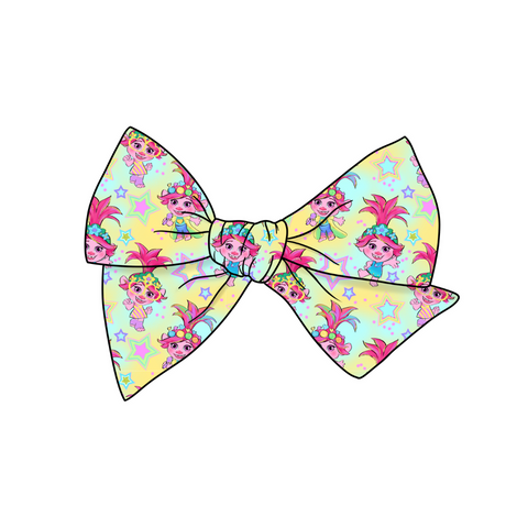 Pink Hair Poppy 5" Pre-Tied Fabric Bow