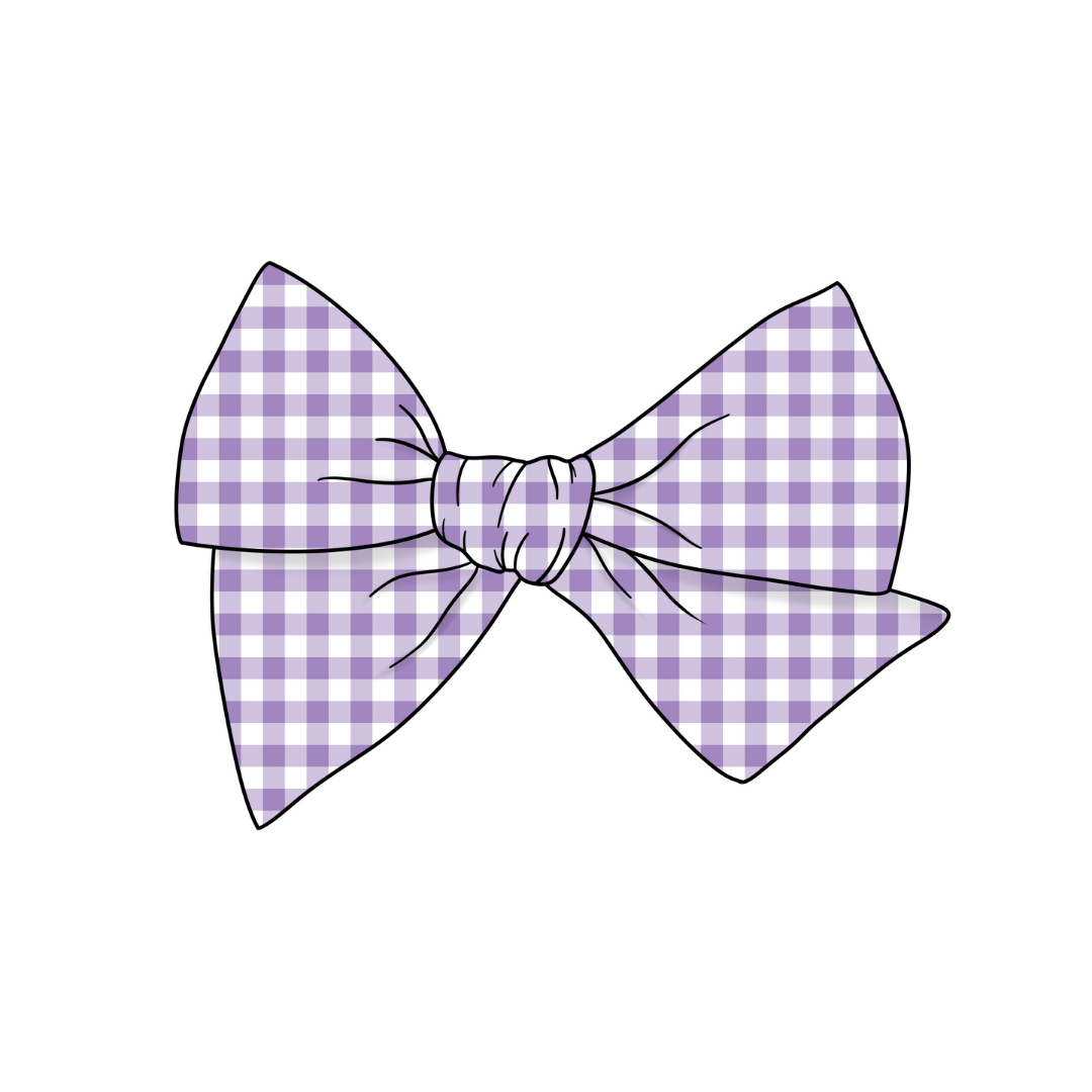 (Pre-Order) Purple Gingham 5" Pre-Tied Fabric Bow