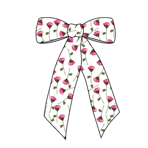 Dainty Floral Long Tail Fabric Bow