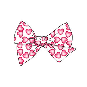 Watercolor Pink Hearts 5" Pre-Tied Fabric Bow