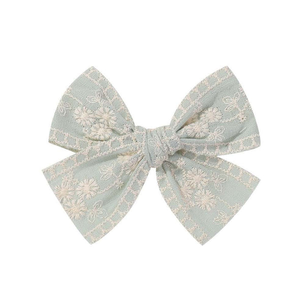 3.5" Pre-Tied Linen Embroidered Fabric Bow