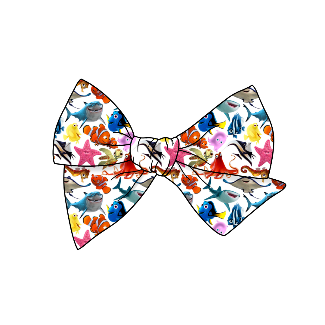 Just Keep Swimming 5" Pre-Tied Fabric Bow