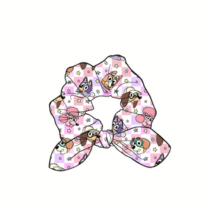 Love Pups Hand Tied  Knotted Bow Scrunchie