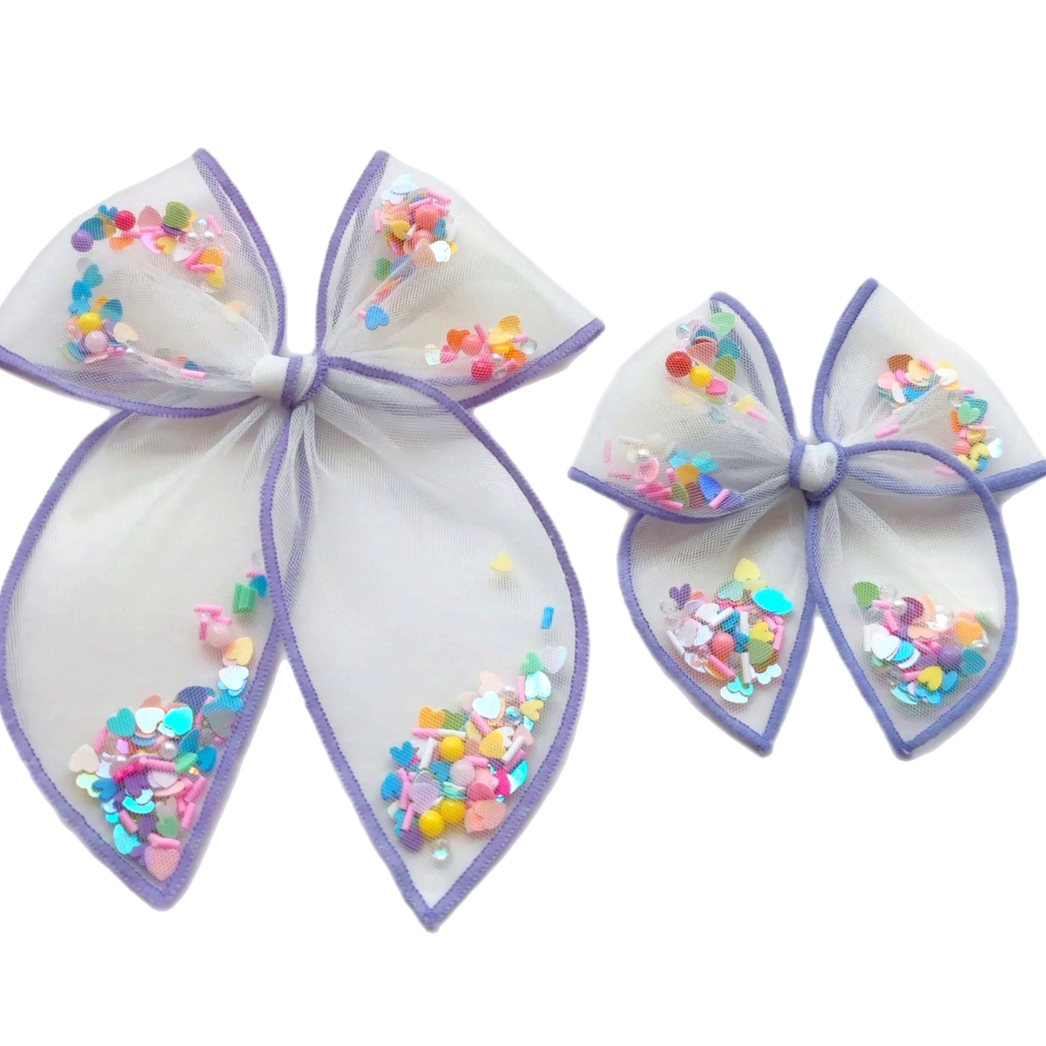 (Pre-Order) Confetti Heart Mix Serged Edge Shaker Bow