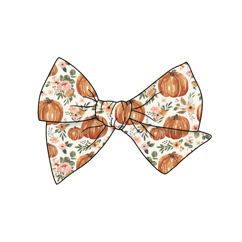 Pumpkin Floral 5" Pre-Tied Fabric Bow