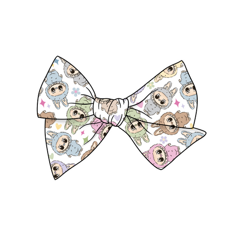 Macaron Labubus 5" Pre-Tied Fabric Bow