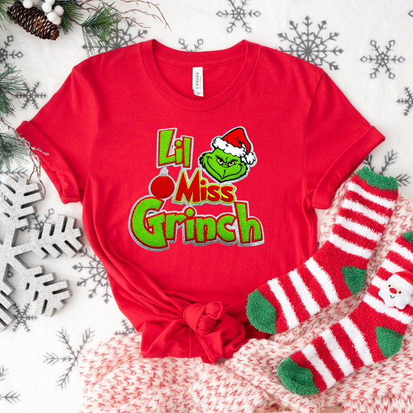 Lil Miss Grinch Chenille Iron On Patch