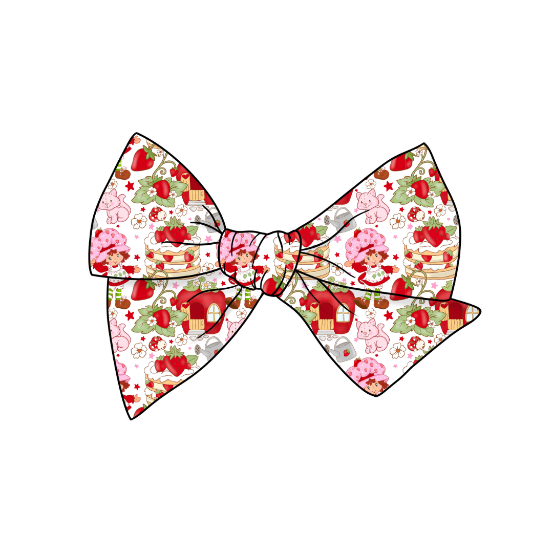 Strawberry Shortie 5" Pre-Tied Fabric Bow