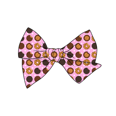 Pink Girl Scout Cookies 5" Pre-Tied Fabric Bow